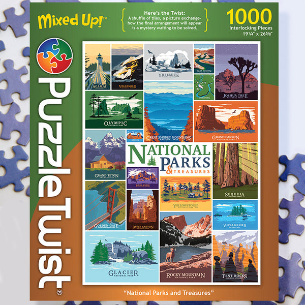 USAOPOLY PicTwist: National Parks | Twist, Move, and Swap Tiles to Complete  The Image | Family Puzzle Game Featuring National Park Locations Artwork 